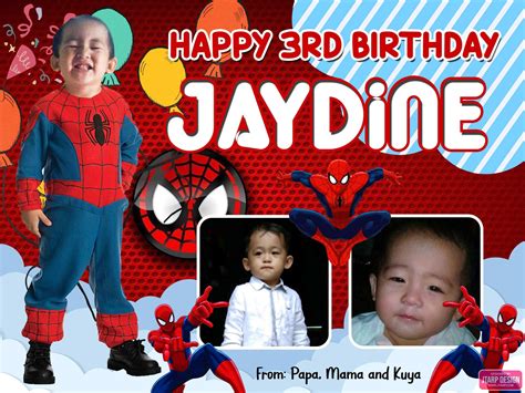 3x4 3rd Birthday Jaydine Spiderman Tarpaulin Design