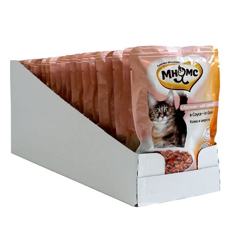 Мнямс Пауч для кошек, для кожи и шерсти, лосось в соусе, 100 гр, арт ...
