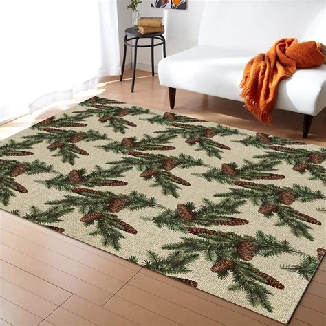 Winter Pine Tree Pine Cones Area Rug Christmas Pine Cones