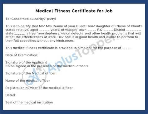 Medical Fitness Certificate Samples Guidelines Contents And