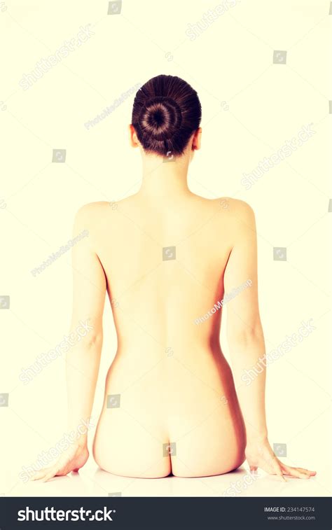 Стоковая фотография 234147574 Naked Woman Sitting Back View Isolated Shutterstock