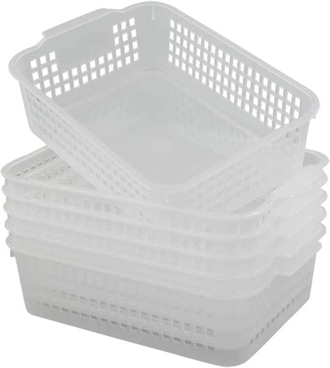 Qsbon Plastic Storage Organization Trays Rectangular Baskets In Clear