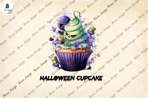 Watercolor Cute Halloween Cupcake Graphic By Meowwdesign · Creative Fabrica