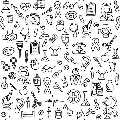 Hand Drawn Medical Seamless Pattern Stock Vector By Marina Mandarina