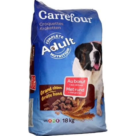 Croquettes pour chien au bœuf céréales grand CARREFOUR le sac de 18