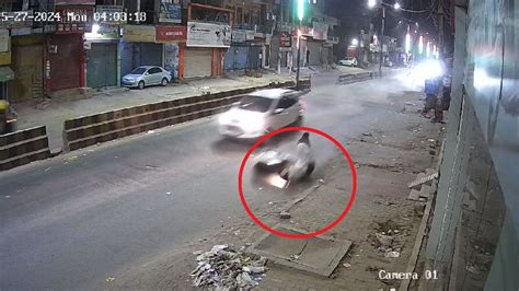 Speeding Car Hits Scooter Rider From Behind In Gurugram Amar Ujala