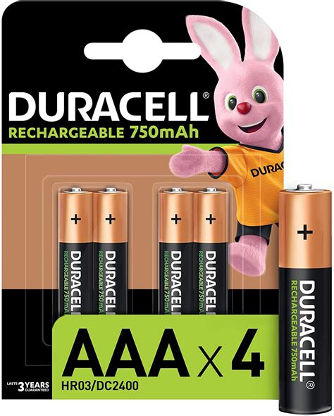 Piles rechargeables Duracell NiHM AAA HR03 1 2V 750mAh Préchargées