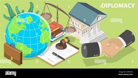 3D Isometric Flat Vector Conceptual Illustration Of Diplomacy