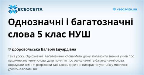 Однозначні і багатозначні слова 5 клас НУШ | Конспект. Українська мова