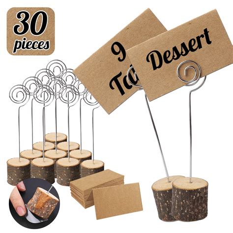 Buy Pcs Rustic Wood Place Card Holders With Swirl Wire Wooden Base