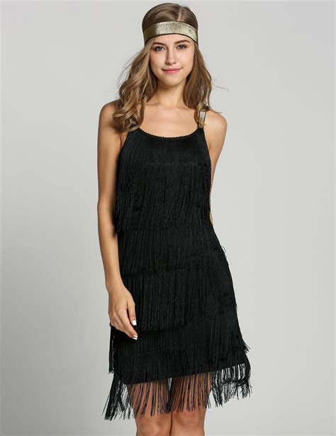 Black 1920s Fringe Gatsby Dress Gatsby Dress Great Gatsby Dresses