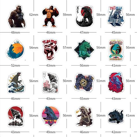 100pcs Godzilla Stickers Skateboard Guitar Laptop Luggage Etsy