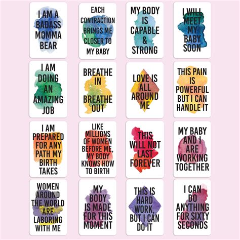 Birth Affirmations 16 Cards For Positive Childbirth Natural Labor