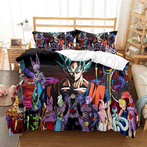 Anime 3 Piece Duvet Cover Dragon Ball Goku Vegeta Bedding Sets Soft