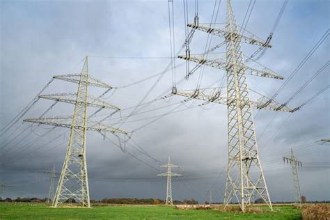 New Kv High Voltage Lines And Power Pylons In Northern Germany At A