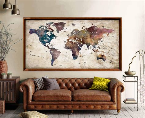 Large World Map Poster Printworld Map Wall Artworld Map Art - Etsy