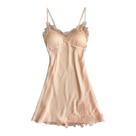 Lingerie For Women Lace Nightgown Satin Chemise V Neck Slip Dress