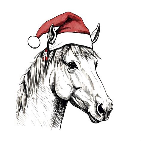 Premium Ai Image Merry Equine Christmas Horse Wearing A Hat In A
