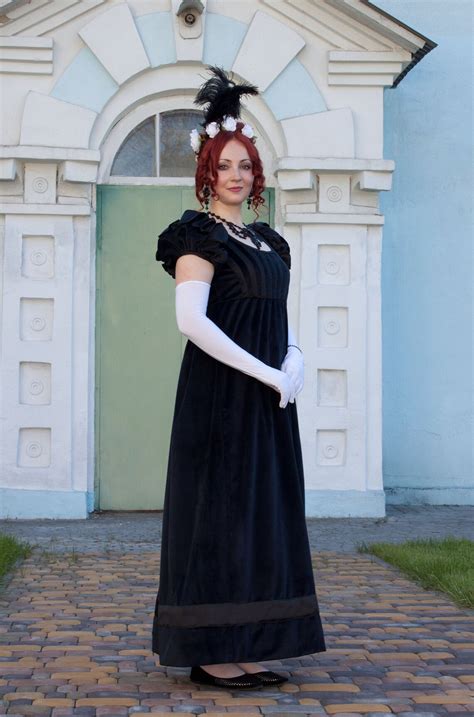 Black Velvet Regency Dress Mourning Regency Gown Etsy