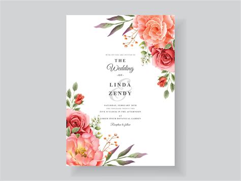 Floral Wedding Invitation Card Vector Art, Icons, and Graphics for Free ...