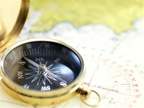 Compass On A Map Stock Image C002 3105 Science Photo Library