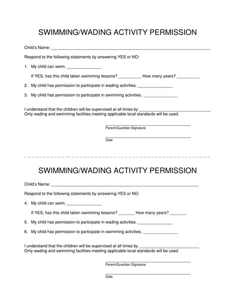 Swimming Pool Waiver Template