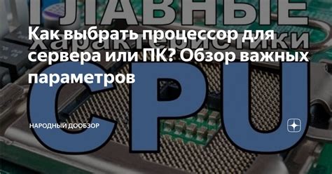 Как выбрать процессор для сервера или ПК? Обзор важных параметров ...