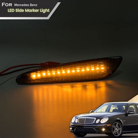 Smoked LED Side Markers Turn Signal Lamp For 03 06 Benz W211 E320 E350