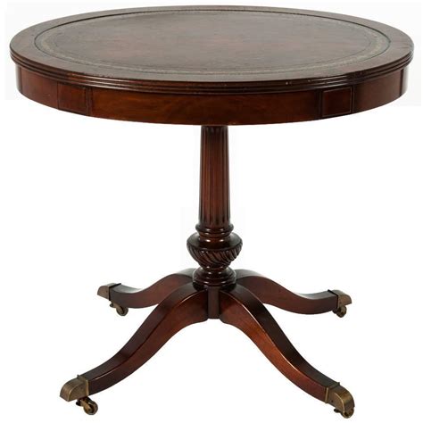 Vintage Oval Leather Top Side Table For Sale At 1stdibs