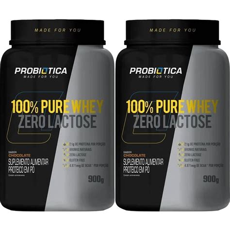 Kit 2x 100 Pure Whey Zero Lactose Chocolate 900g Probiótica