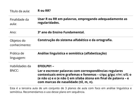 Plano De Aula 3º Ano R Ou Rr