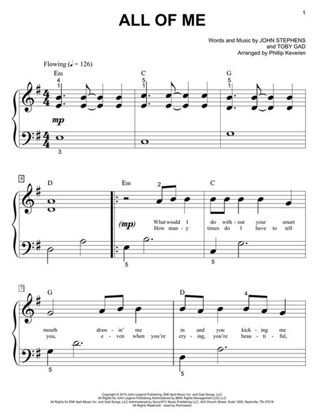 John Legend 'All Of Me' Sheet Music Notes, Chords, Score. Download ...