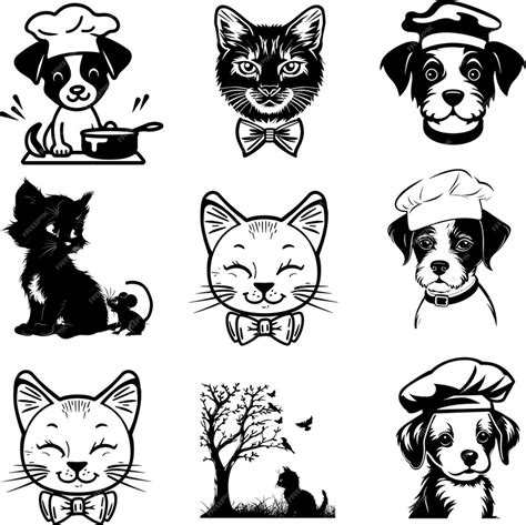 Premium Vector Cat And Dog Silhouette Black And White Vector