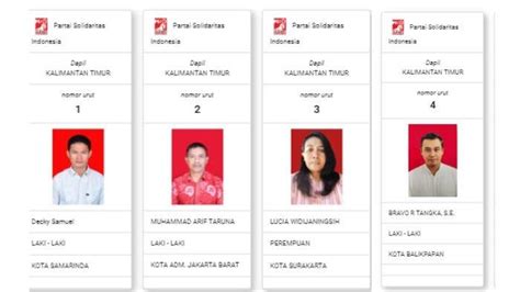 Daftar Caleg Partai Solidaritas Indonesia Untuk Dpr Ri Dapil Kalimantan