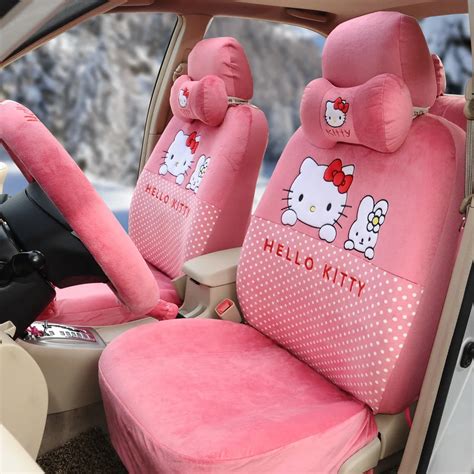 Hello Kitty 1sets Soft Plush West Red Car Seat Covers Universal Car