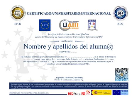 Certificado Universitario Internacional Doctrina Qualitas