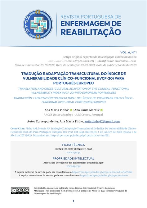 Pdf Tradu O E Adapta O Transcultural Do Ndice De Vulnerabilidade