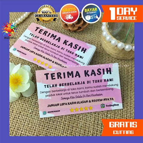 Jual TKC 4 10 Custom Kartu Ucapan Terima Kasih Olshop Thank You Card