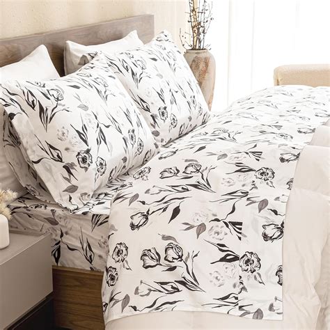 Amazon QSH 100 Cotton Floral King Size Sheet Sets Modern