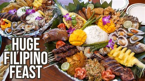 Trying Filipino Food For The First Time Huge Bilao Platter Youtube