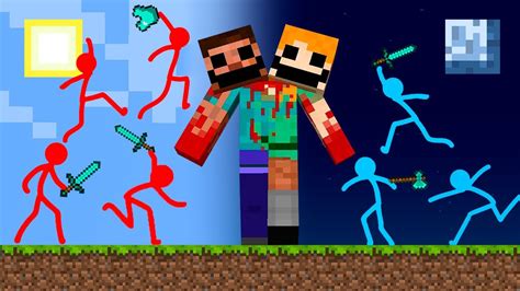 Stickman Vs Minecraft Animation Alex Vs Steve Monster Animation Vs Minecraft Cartoon Youtube