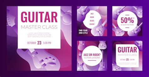 Premium Vector Gradient Guitar Lessons Instagram Posts Collection