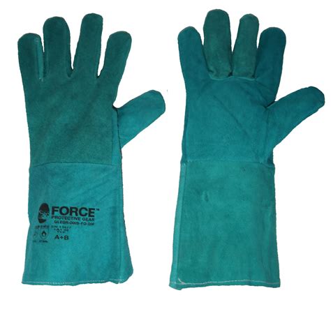 Gloves Leather Padded Welding Green 35cm Select Ppe