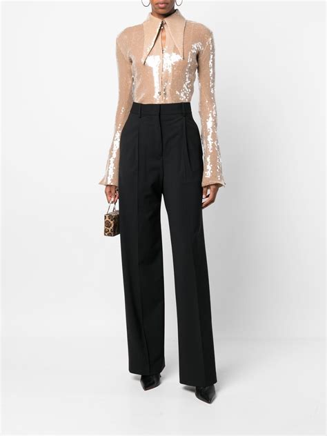 Msgm Straight Leg Wool Trousers Farfetch