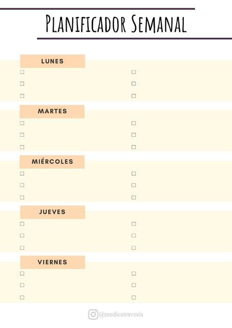 Planificador Semanal Médica Travesía uDocz