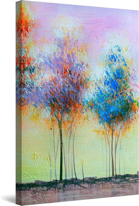 Amazon Co Jp Startonight Canvas Wall Art Decor Abstract Two Trees Blue