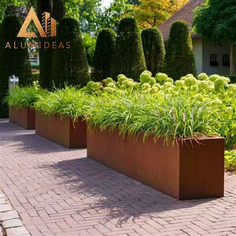 Rectangular Corten Steel Planters Alumideas