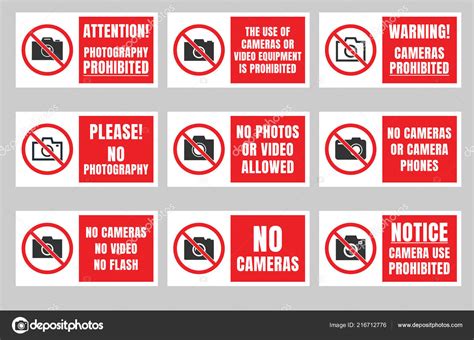 No Photography Sign Camera Prohibited Symbol No Photo Signboard Stock