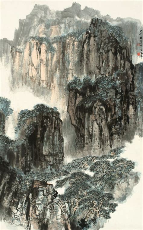 Liu Dan Zhai Chinese Landscape Painting Stippling Art Chinese