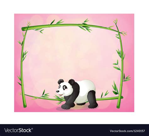 A Panda And Empty Bamboo Frame Royalty Free Vector Image